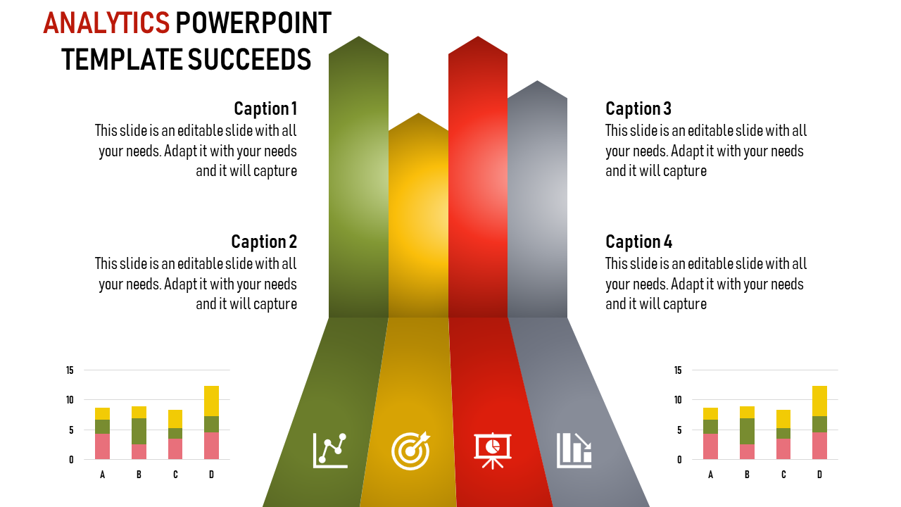 Analytics PowerPoint Template with Four Arrows